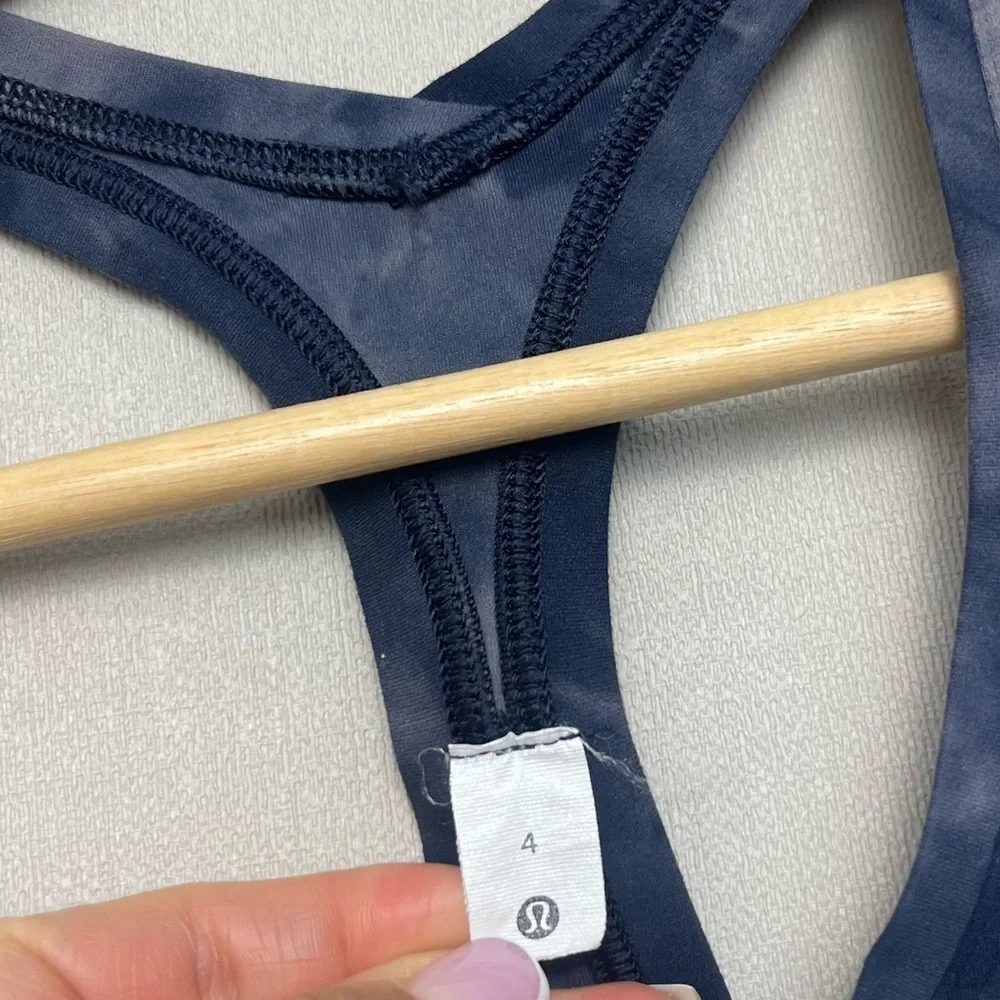 Lululemon‎ Cool Racerback Short Tank Top Nulu Diamond Dye Lunar Rock True Navy 4